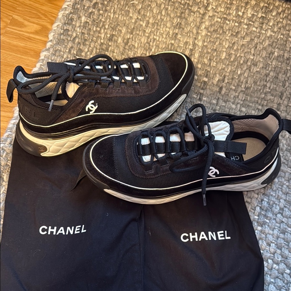 Authentic Women's Black Chanel Sneakers 42
